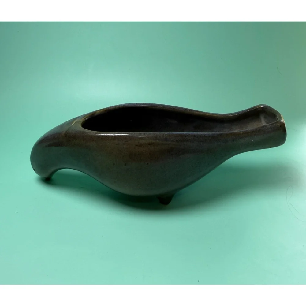 Vintage Smoky Mountain Tennessee Pottery Pigeon Bird Planter Feet MCM Blue Drip - Picture 4 of 9